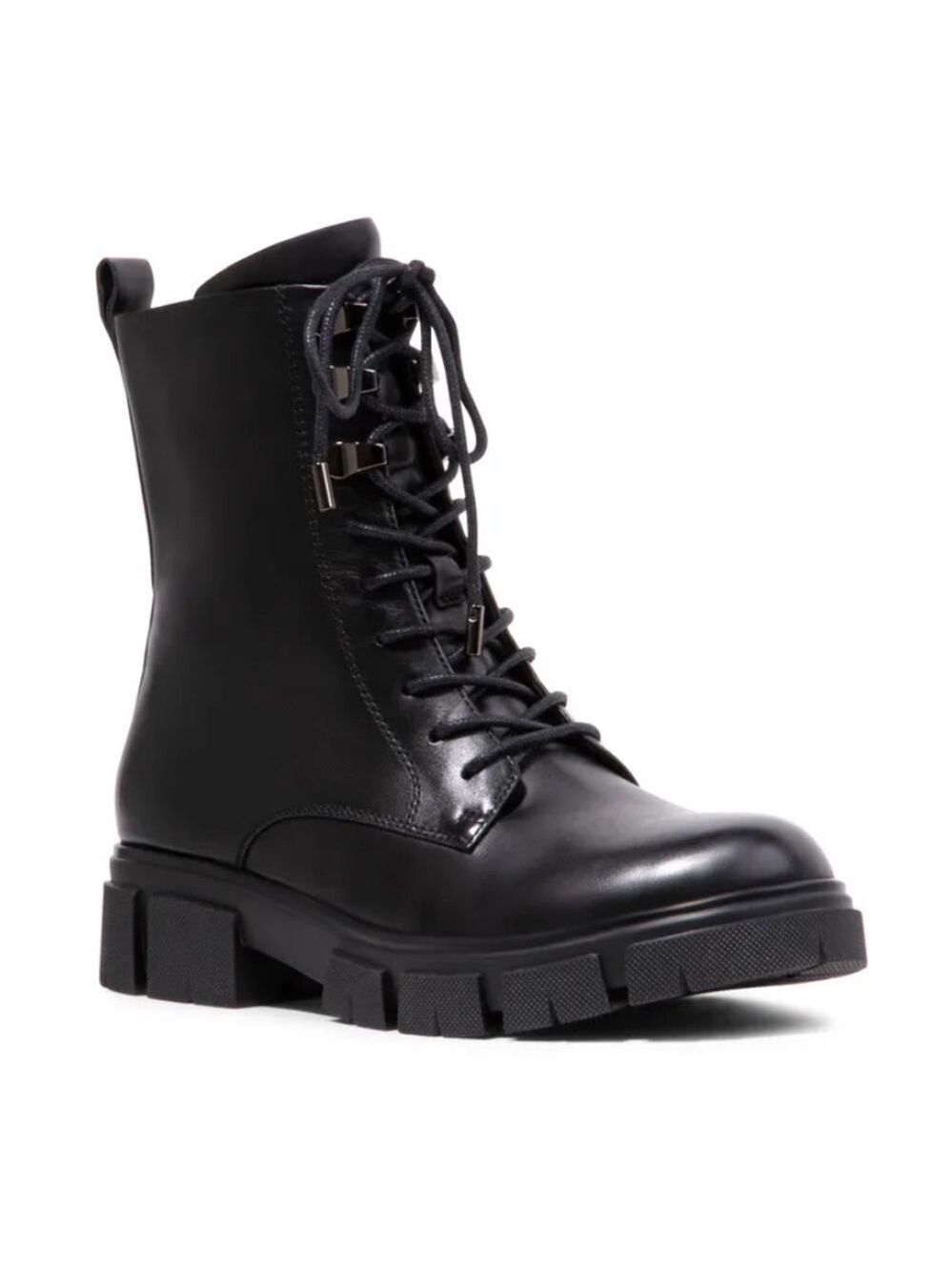 Blondo Black Leather Combat Boots waterproof Size 10 Street Style Chic